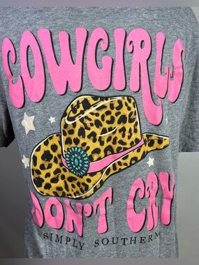 Simply Southern Women’s Gray Cowgirls Don’t Cry Lightweight T-Shirt
